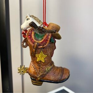 Cowboy Boot Christmas Ornament Spur Star Hat Horse Head Saddle Glitter 3 3/4”